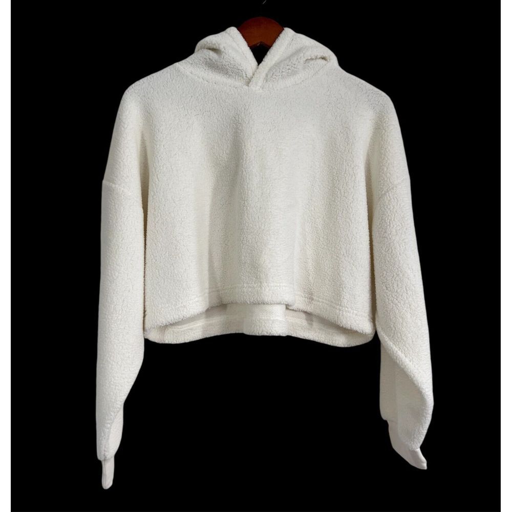 Aritzia Sunday Best Fleece Hoodie‎ Womens Small Pullover Cropped White Comfey